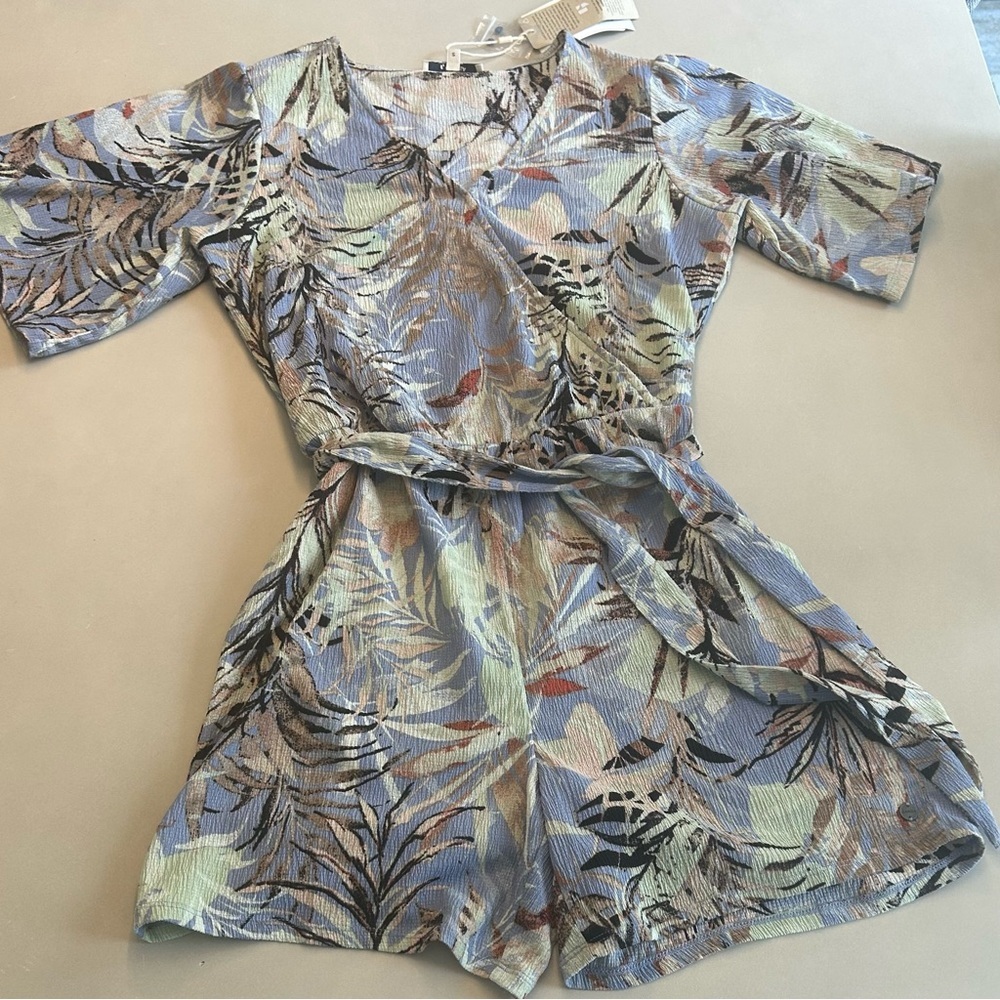 Garcia blue floral belted Romper Dress, Size S